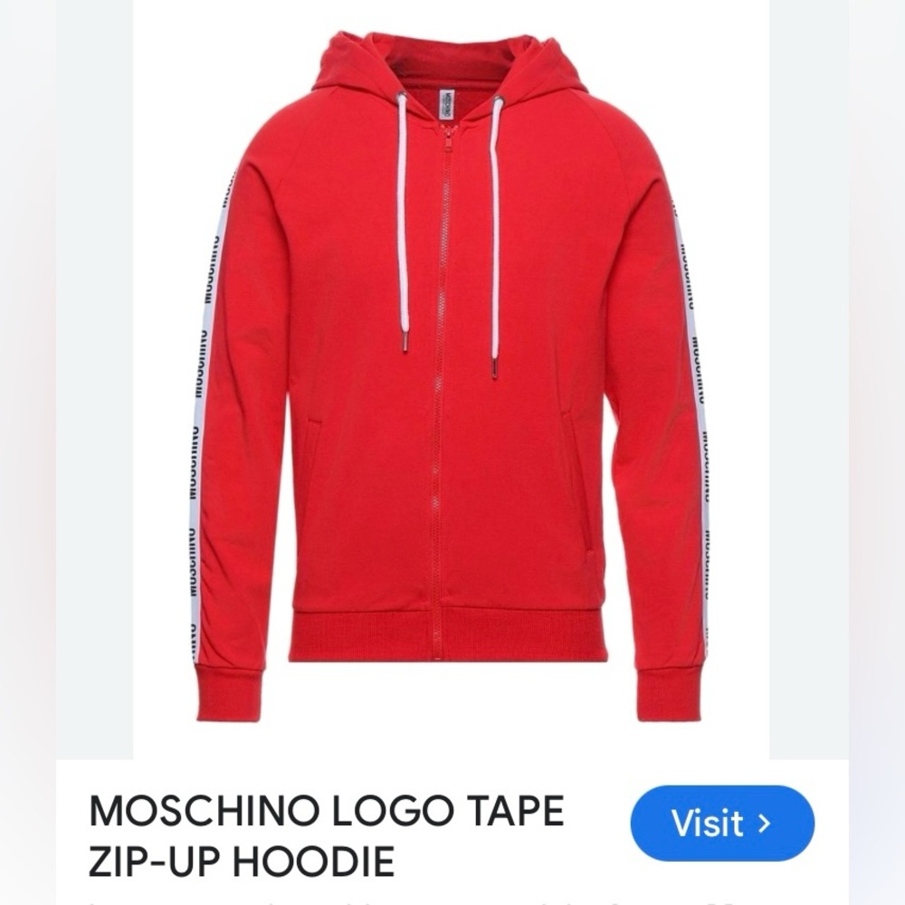 Moschino Zip Hoodie Logo Tape Sleeve Womans